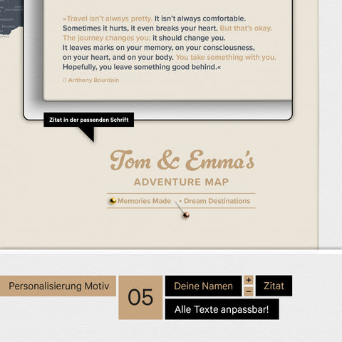 World Map ANTARCTICA® Push Pin Canvas (Pinboard) – Navy Light