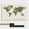 Neutrale Standard-Ausführung einer Weltkarte mit Antarktis als Pinn-Leinwand in Grün
