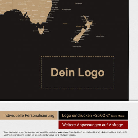 World Map ANTARCTICA® Push Pin Canvas (Pinboard) – Sonar Black