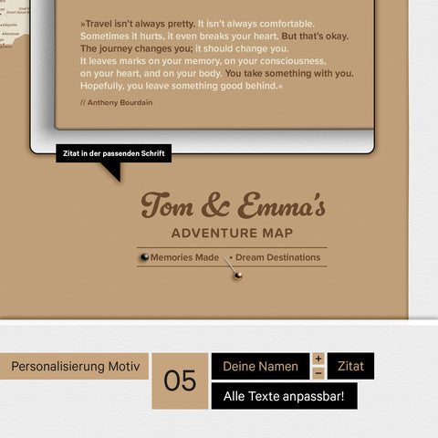 World Map ANTARCTICA® Push Pin Canvas (Pinboard) – Treasure Gold