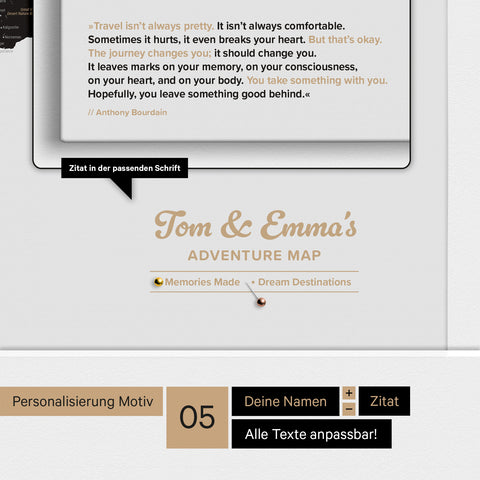 World Map ANTARCTICA® Push Pin Canvas (Pinboard) – Light Black