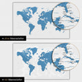 World map in blue color with two-dimensional sea depths