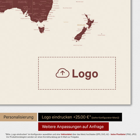 Magnetic TRAVEL® World Map Poster – Bordeaux Red