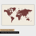 World map in neutral standard design and color Bordeaux red color