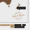 Alternative design for personalization with your name on a brown world map