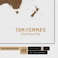 World map in brown with a vintage logo as modern personalization