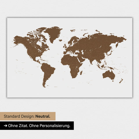 World map in neutral standard design and brown color