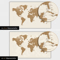 Carte du monde en bronze avec profondeurs marines bidimensionnelles