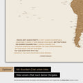 Carte du monde en bronze avec une citation imprimée d'Anthony Bourdain, qui peut être remplacée par n'importe quelle autre citation lors d'une personnalisation