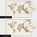 World map in Desert Sand color with two-dimensional sea depths