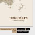 World map in Desert Sand color with a vintage logo as modern personalization