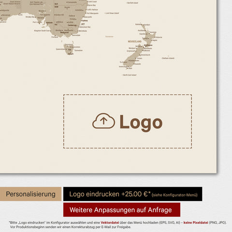 World Map TRAVEL® Design Premium Poster – Desert Sand
