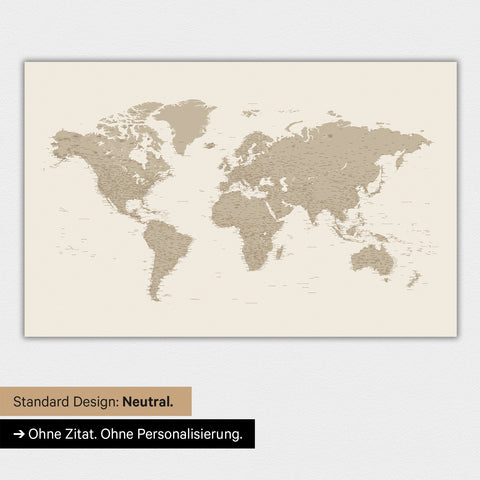 World map in neutral standard design and color Desert Sand color