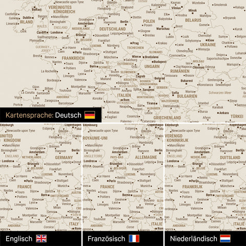 Wereldkaart FINELINE® Canvas Prikbord – Desert Sand