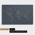 Simple world map FINELINE as a pinboard canvas in Hale Navy color without personalization