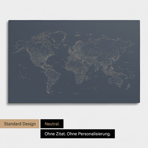 Simple world map FINELINE as a pinboard canvas in Hale Navy color without personalization