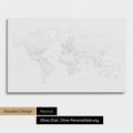 Eenvoudige wereldkaart FINELINE als prikborddoek in kleur Coolgray zonder personalisatie