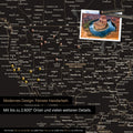 Detailed view of the FINELINE world map as a pinboard in Sonar Black color with marked travel destinations in the USA, Canada, and Mexico