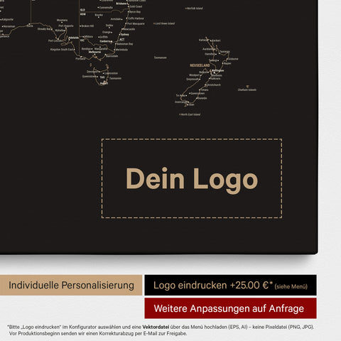 Push Pin World Map FINELINE® (Pinboard) – Sonar Black