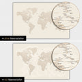 Carte du monde en couleur or avec profondeurs marines bidimensionnelles