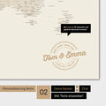 Motif alternatif pour une personnalisation avec ton nom sur une carte du monde en couleur or