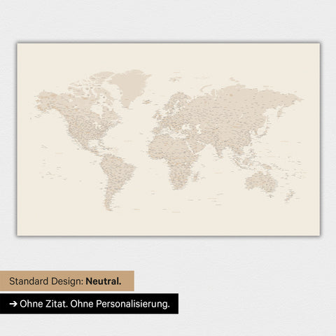 Carte du monde en version standard neutre et couleur or