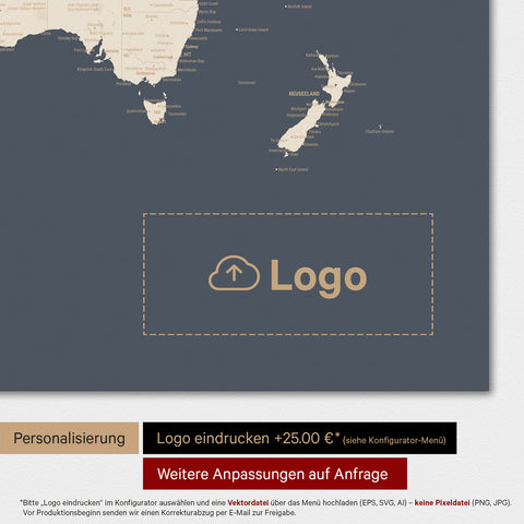 Carte du monde TRAVEL® Poster Premium – Hale Navy (Bleu foncé-Or)