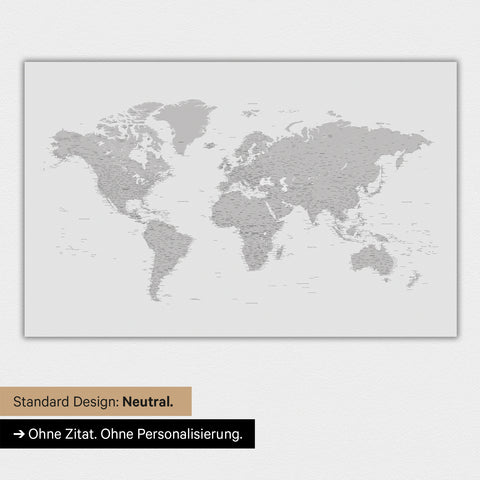 World map in neutral standard design and color Light gray color