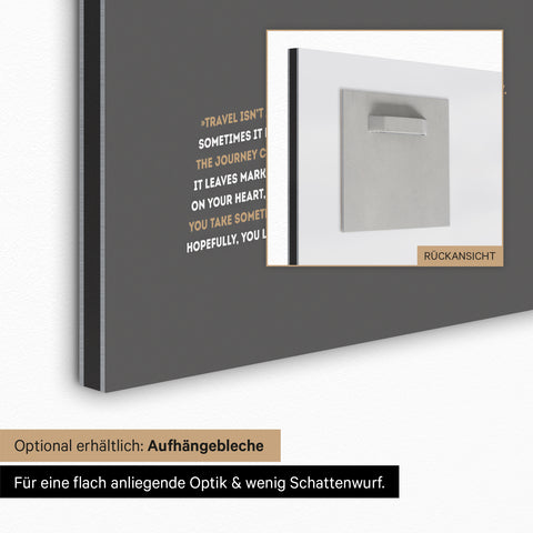 Aufhängeblech für magnetische Weltkarte zur einfachen Wandmontage für eine flach anliegende Optik