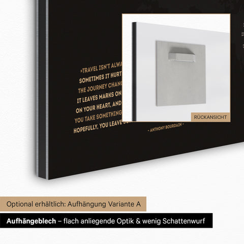 Aufhängeblech für magnetische Weltkarte zur einfachen Wandmontage für eine flach anliegende Optik