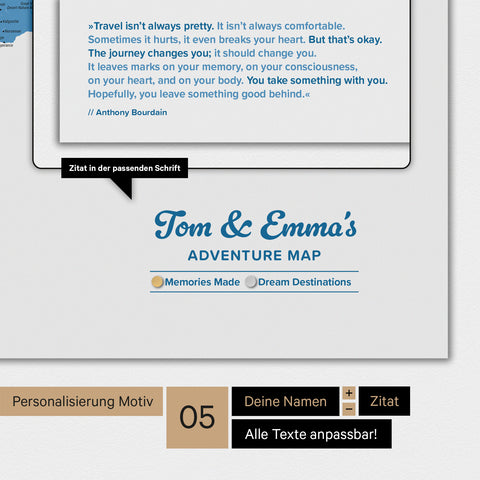 Magnetische wereldkaart TRAVEL® magnetenbord – oceaanblauw