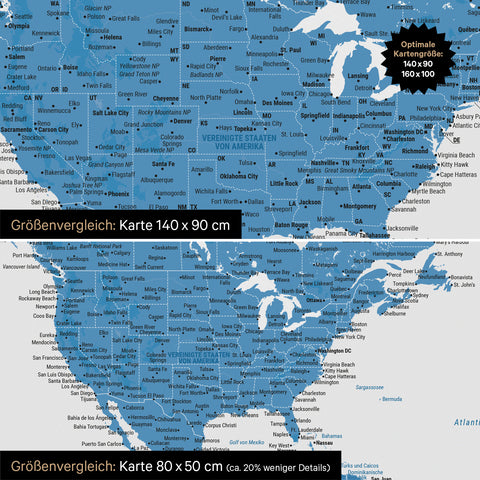 Magnetische wereldkaart TRAVEL® magnetenbord – oceaanblauw