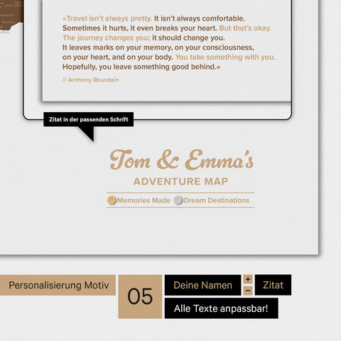 Magnetische wereldkaart TRAVEL® magnetenbord – bruin