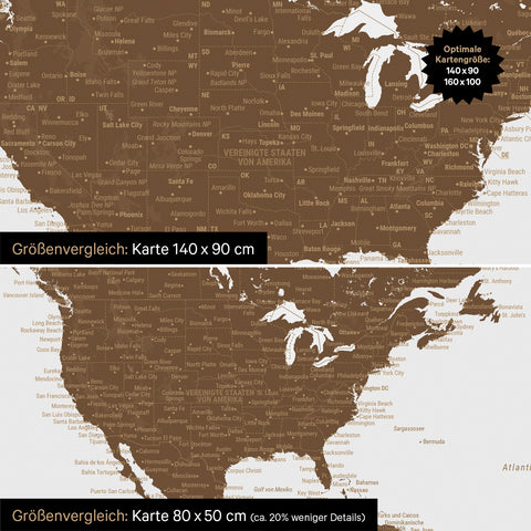 Magnetische wereldkaart TRAVEL® magnetenbord – bruin