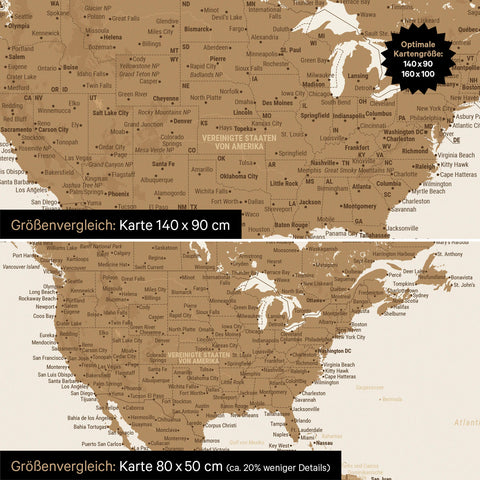 Magnetische wereldkaart TRAVEL® magnetenbord – brons