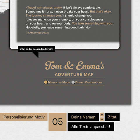 Magnetische wereldkaart TRAVEL® magnetenbord – Donkergrijs (Dunkelgrau)