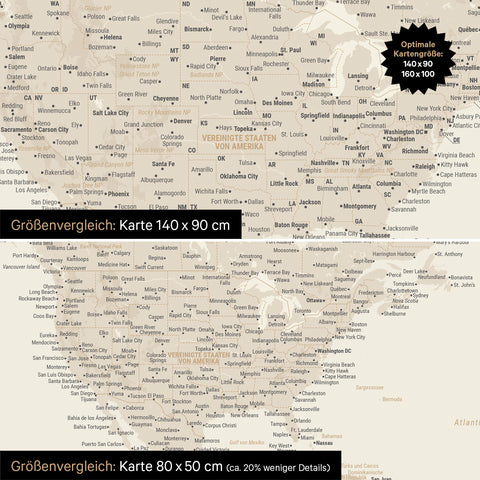 Magnetische wereldkaart TRAVEL® magnetenbord – goud