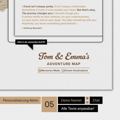 Magnetische wereldkaart TRAVEL® magnetenbord – multicolor beige