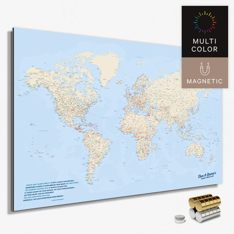 Magnetische Weltkarte in Multicolor Classic als Magnetboard zum Pinnen und Markieren von Reisezielen kaufen