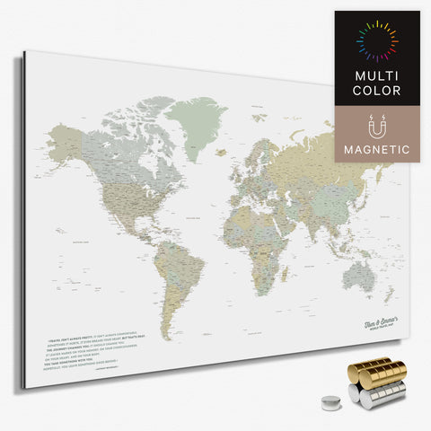 Magnetische Weltkarte in Multicolor Sage als Magnetboard zum Pinnen und Markieren von Reisezielen kaufen