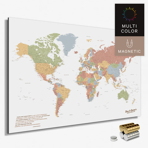 Magnetische Weltkarte in Multicolor Sienna als Magnetboard zum Pinnen und Markieren von Reisezielen kaufen