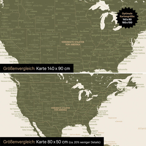 Magnetische wereldkaart TRAVEL® magnetenbord – olijfgroen