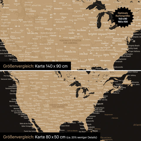 Magnetische wereldkaart TRAVEL® magnetenbord – Sonar zwart (zwart-goud)