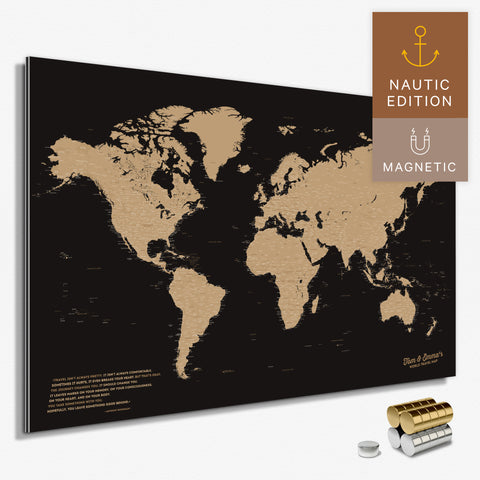 Magnetische Weltkarte in Multicolor Sonar Black (Schwarz-Gold) als Magnetboard zum Pinnen und Markieren von Reisezielen kaufen