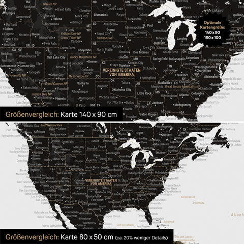 Magnetische wereldkaart TRAVEL® magnetenbord – licht zwart (wit zwart)
