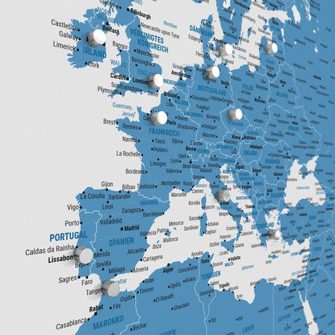 Magnetic TRAVEL® World Map Poster – Ocean Blue
