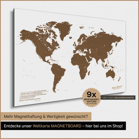 Magnetic TRAVEL® World Map Poster – Brown