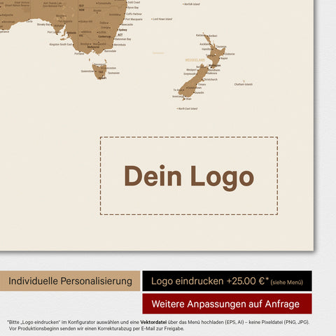 Magnetische wereldkaart TRAVEL® magnetenposter – brons