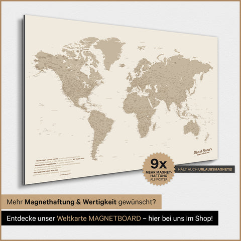 Magnetische wereldkaart TRAVEL® magnetenposter – Desert Sand (Beige)