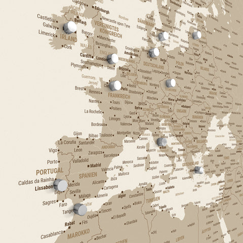 Magnetische wereldkaart TRAVEL® magnetenposter – Desert Sand (Beige)